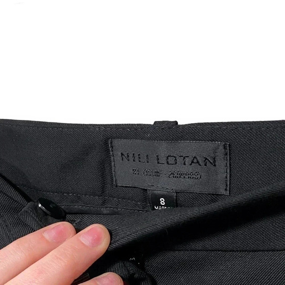 Nili Lotan Virgin Wool Pleated Ankle Black Tapered Trouser Dress Pants Size 8 - Picture 5 of 7